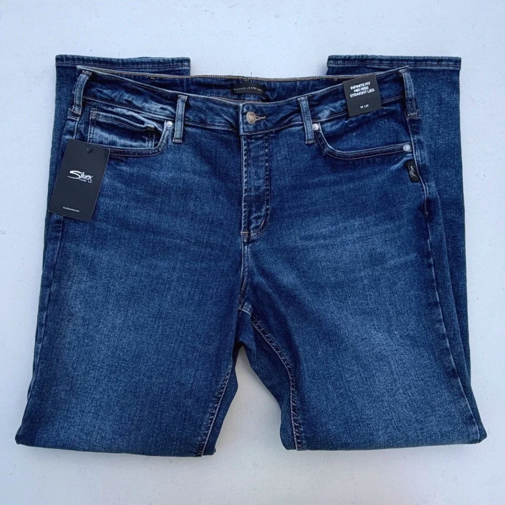 New Silver‎ Jeans Co Infinite Fit Mid Rise Straight Leg Jeans 1X Length 31